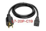 6ft C19 to L7-20 Power Cable 12AWG 20A 277V Black