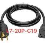 6ft C19 to L7-20 Power Cable 12AWG 20A 277V Black