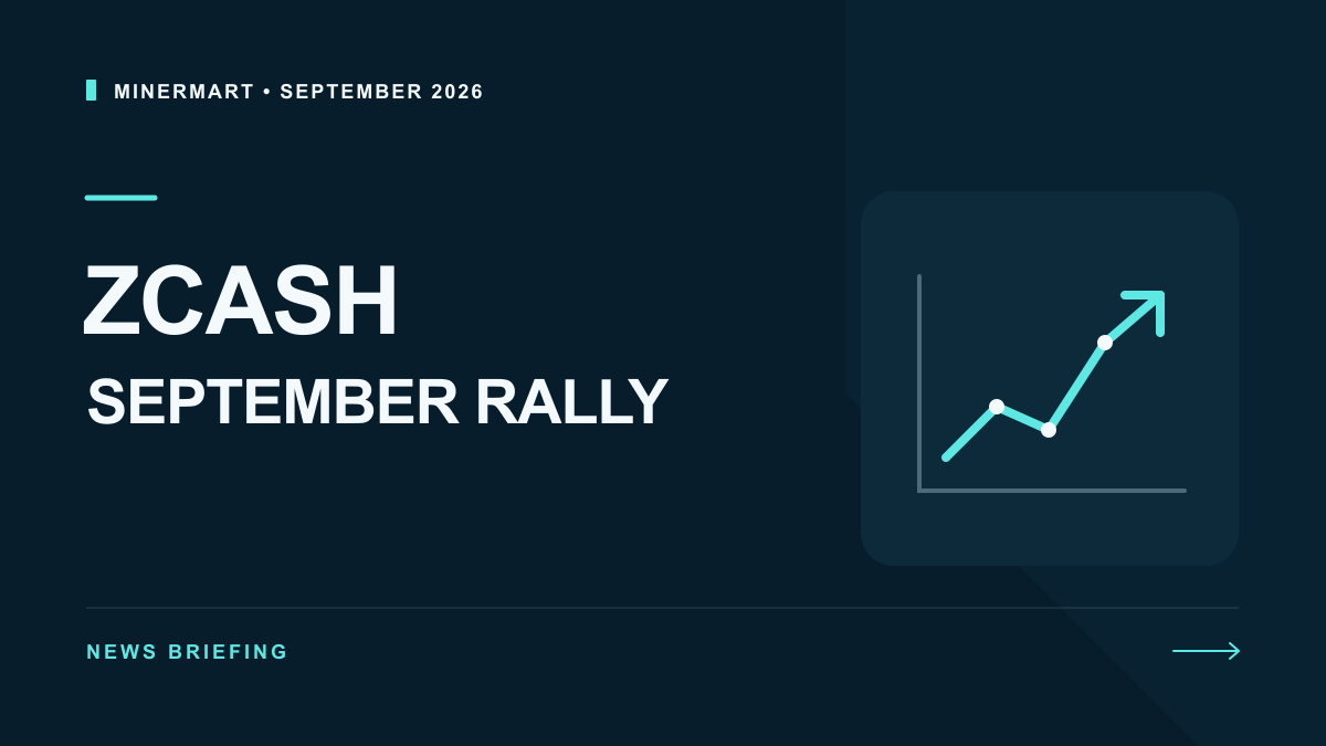 MinerMart news briefing: Zcash September rally, with an illustrative chart